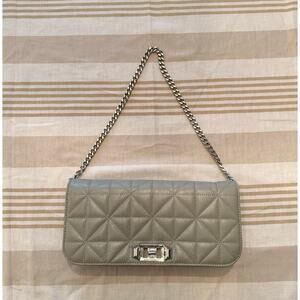 Rebecca Minkoff NWT | gray Deco quilted clutch handbag purse, silver accents